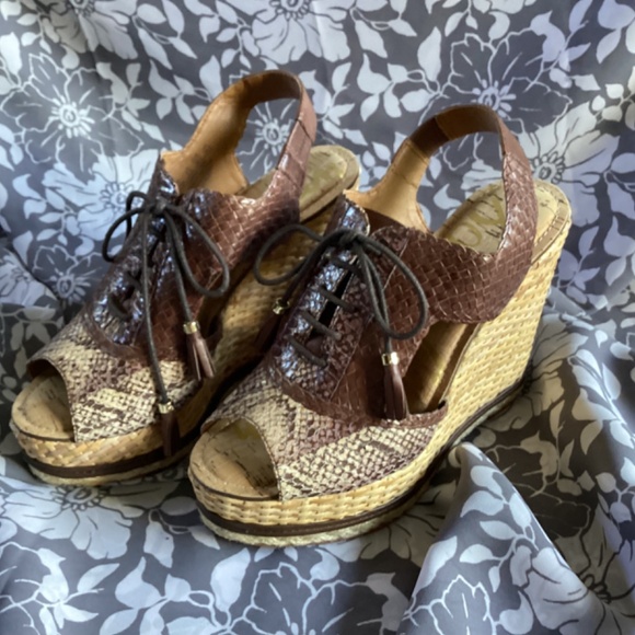 Sam Edelman Snake Skin/Raffia weave Wedges - Picture 6 of 6